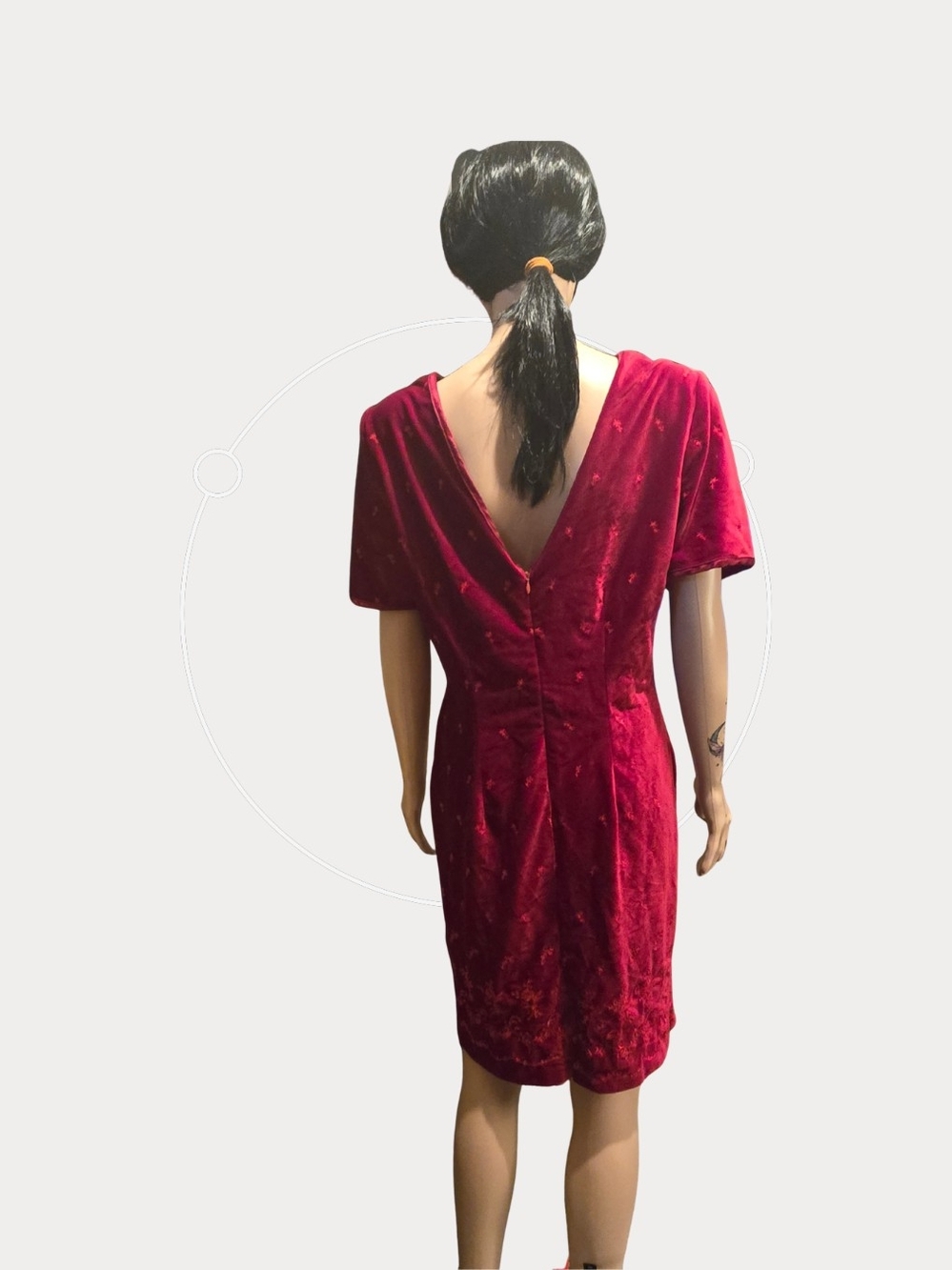 Vintage Nina Piccalino Burgundy Velvet Backless V-Neck Dress